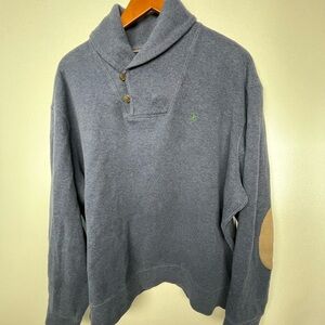 Vintage Polo Ralph Lauren Shawl-Collar Pullover Sweater Elbow Patch Navy Size XL